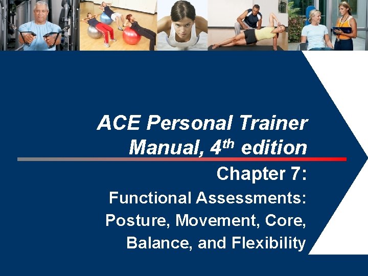 ACE Personal Trainer Manual, 4 th edition Chapter 7: Functional Assessments: Posture, Movement, Core,