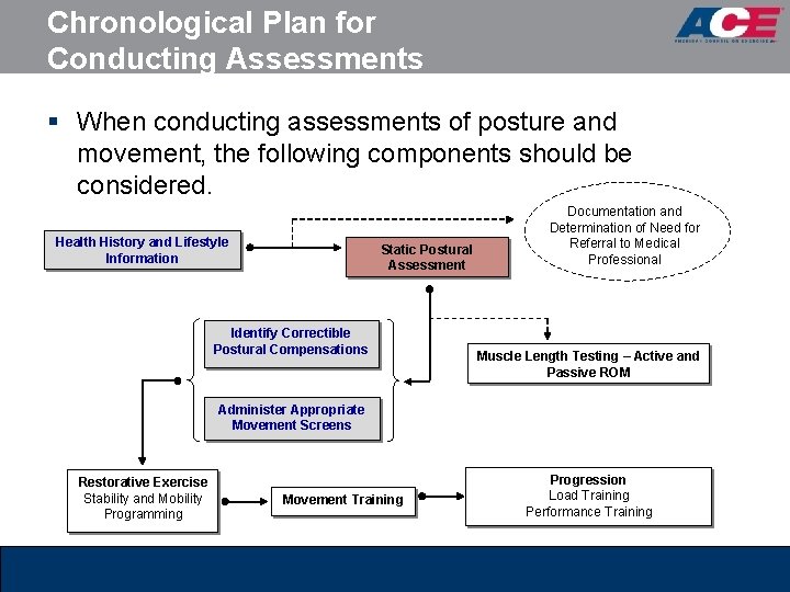 Chronological Plan for Conducting Assessments § When conducting assessments of posture and movement, the