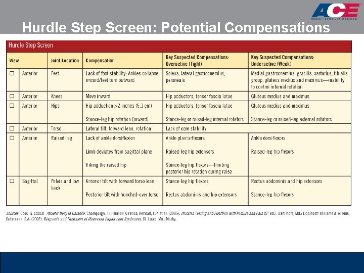 Hurdle Step Screen: Potential Compensations 