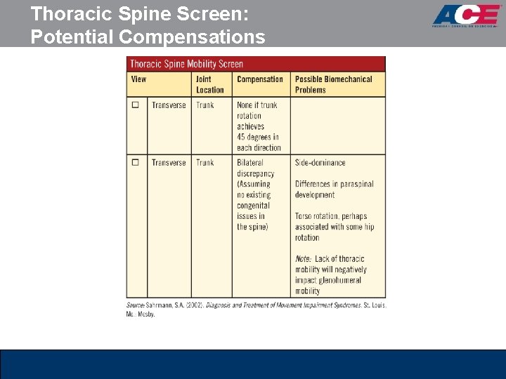 Thoracic Spine Screen: Potential Compensations 