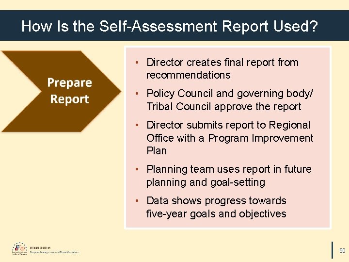 How Is the Self-Assessment Report Used? • Director creates final report from recommendations •