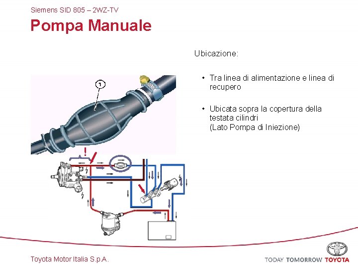 Siemens SID 805 – 2 WZ-TV Pompa Manuale Ubicazione: • Tra linea di alimentazione