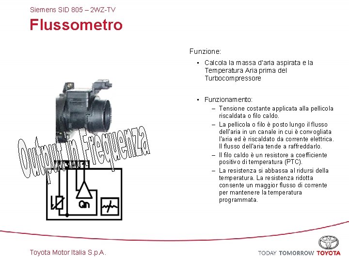 Siemens SID 805 – 2 WZ-TV Flussometro Funzione: • Calcola la massa d’aria aspirata