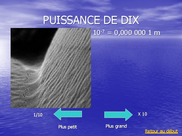 PUISSANCE DE DIX 10 -7 = 0, 000 1 m X 10 1/10 Plus
