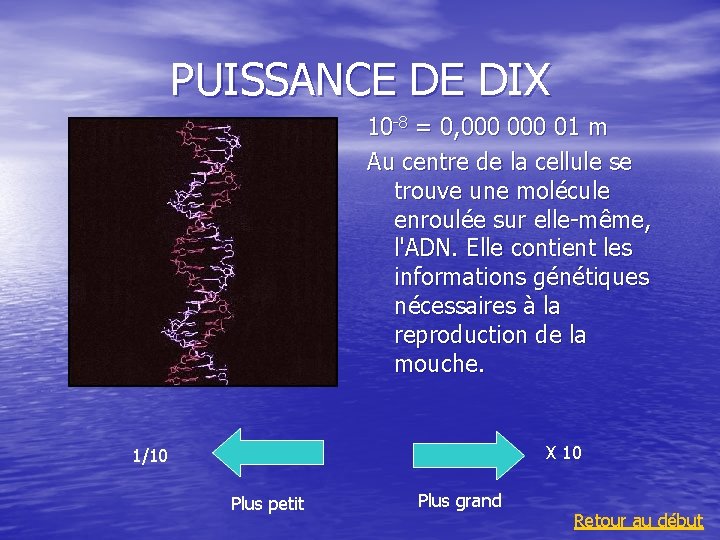 PUISSANCE DE DIX 10 -8 = 0, 000 01 m Au centre de la