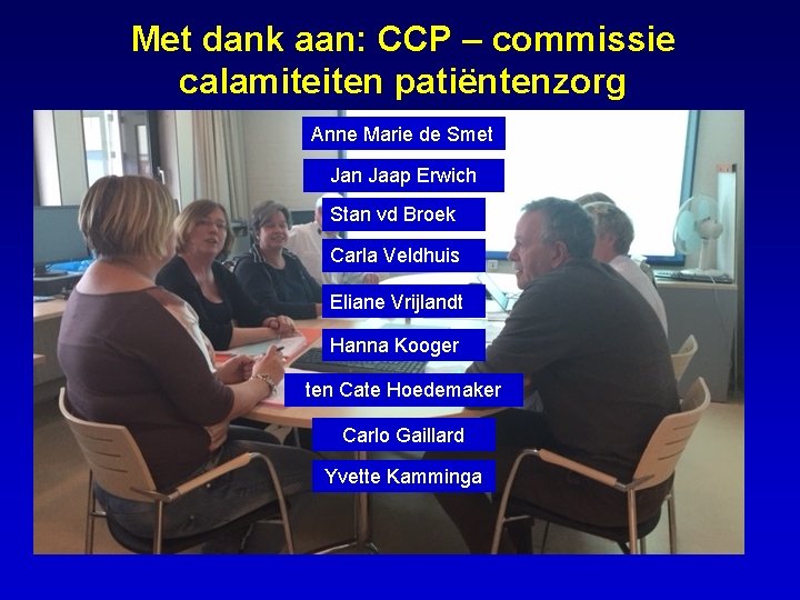 Met dank aan: CCP – commissie calamiteiten patiëntenzorg Anne Marie de Smet Hanna Kooger