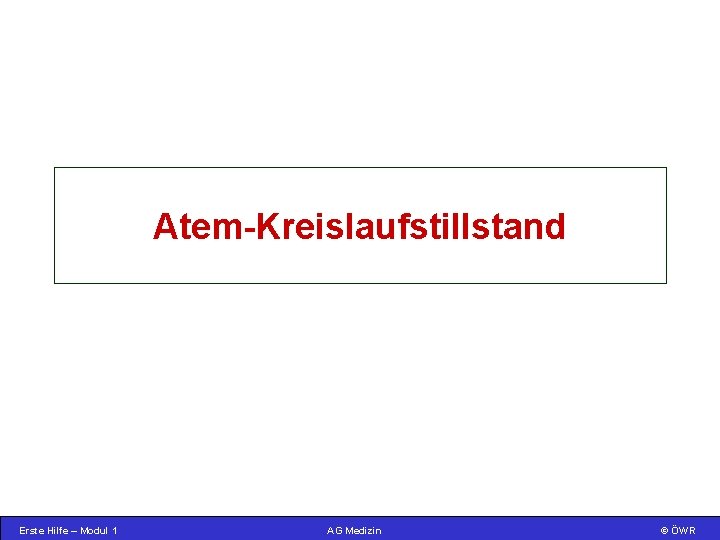 Atem-Kreislaufstillstand Erste Hilfe – Modul 1 AG Medizin © ÖWR 