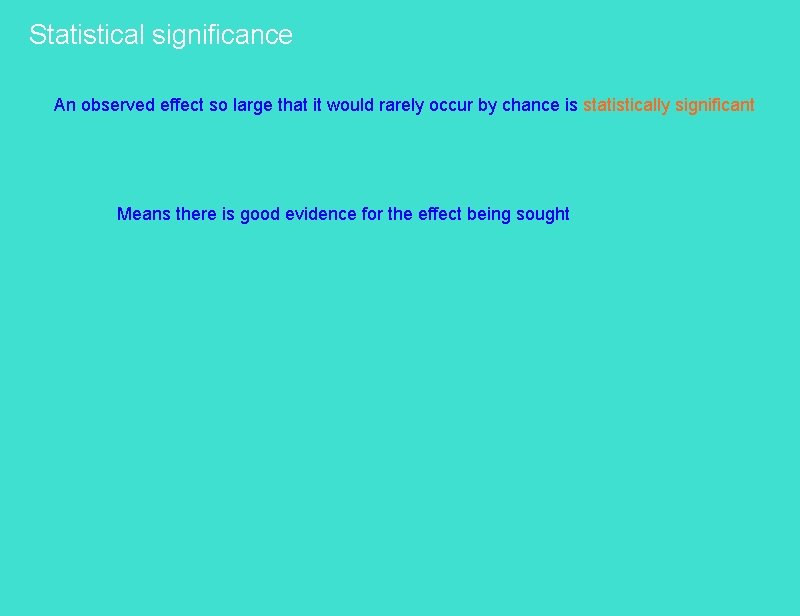 Statistical significance An observed effect so large that it would rarely occur by chance