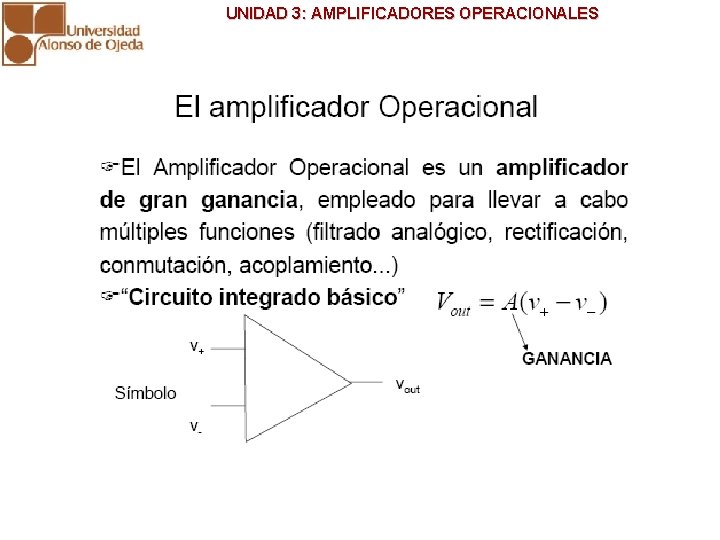 UNIDAD 3: AMPLIFICADORES OPERACIONALES 