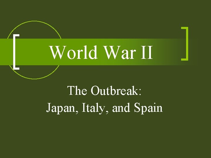 World War II The Outbreak: Japan, Italy, and Spain 