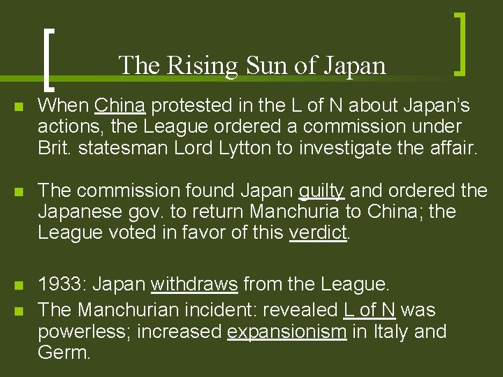 The Rising Sun of Japan n When China protested in the L of N