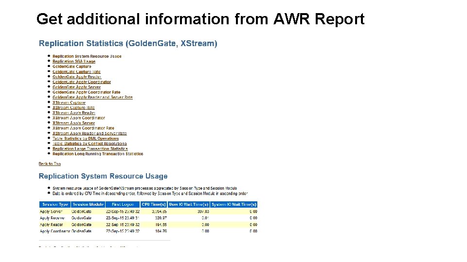 Get additional information from AWR Report Get additional information from AWR Report