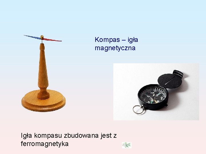 Kompas – igła magnetyczna Igła kompasu zbudowana jest z ferromagnetyka 