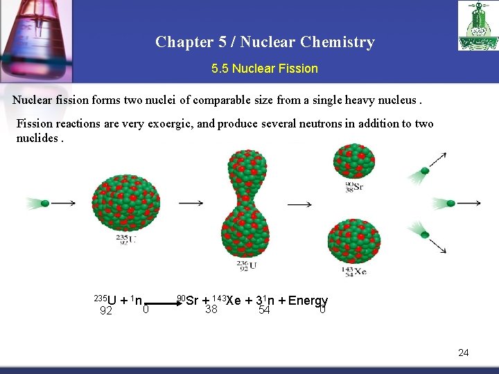 Chapter 5 / Nuclear Chemistry 5. 5 Nuclear Fission Nuclear fission forms two nuclei