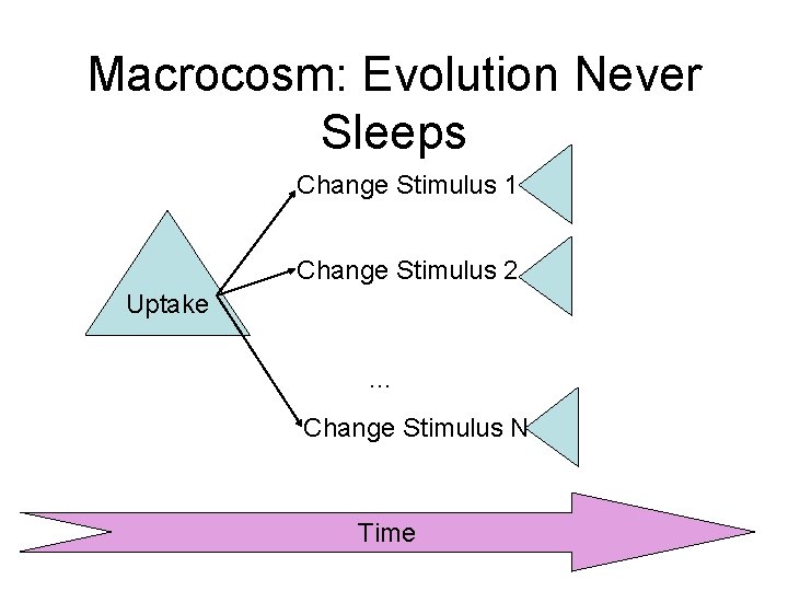Macrocosm: Evolution Never Sleeps Change Stimulus 1 Change Stimulus 2 Uptake … Change Stimulus