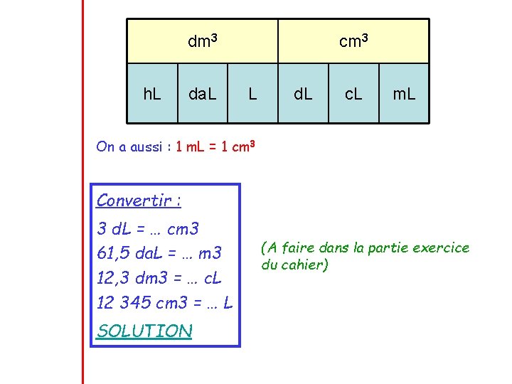 dm 3 h. L da. L cm 3 L d. L c. L m.