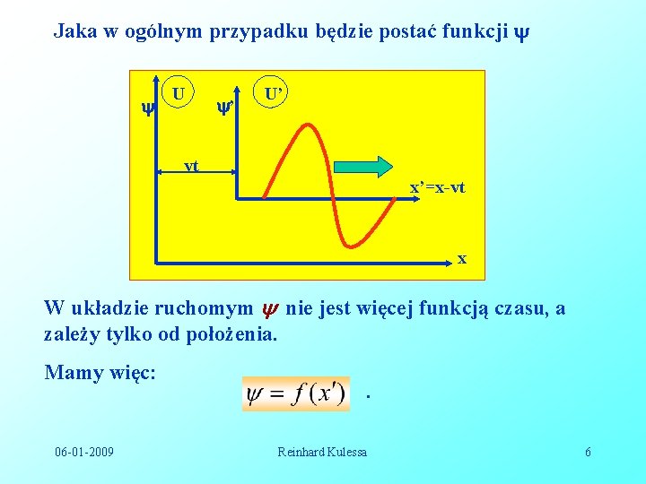 Jaka w ogólnym przypadku będzie postać funkcji U ’ U’ vt x’=x-vt x W