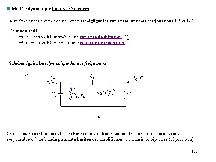 n Modèle dynamique hautes fréquences Aux fréquences élevées on ne peut pas négliger les