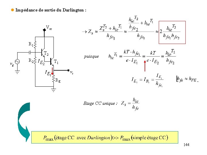 l Impédance de sortie du Darlington : Vcc R 1 T 2 vg R