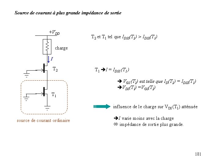 Source de courant à plus grande impédance de sortie +VDD T 2 et T