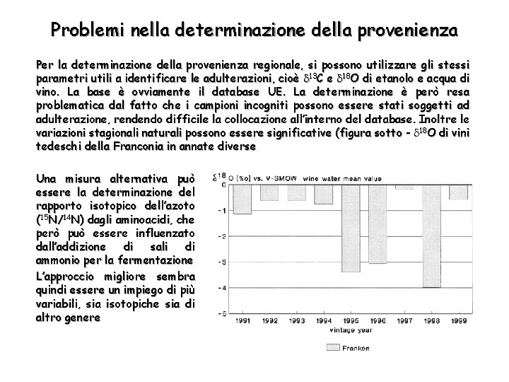 Problemi nella determinazione della provenienza Per la determinazione della provenienza regionale, si possono utilizzare