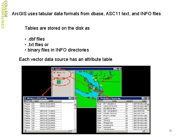 Arc. GIS uses tabular data formats from dbase, ASC 11 text, and INFO files