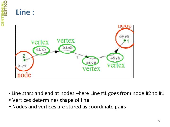 Line : • Line stars and end at nodes –here Line #1 goes from