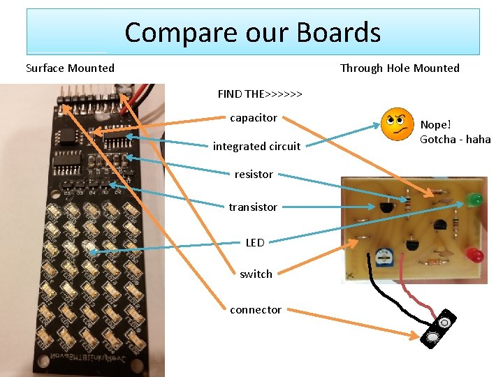 Compare our Boards Surface Mounted Through Hole Mounted FIND THE>>>>>> capacitor integrated circuit resistor