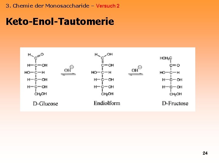 3. Chemie der Monosaccharide – Versuch 2 Keto-Enol-Tautomerie 24 