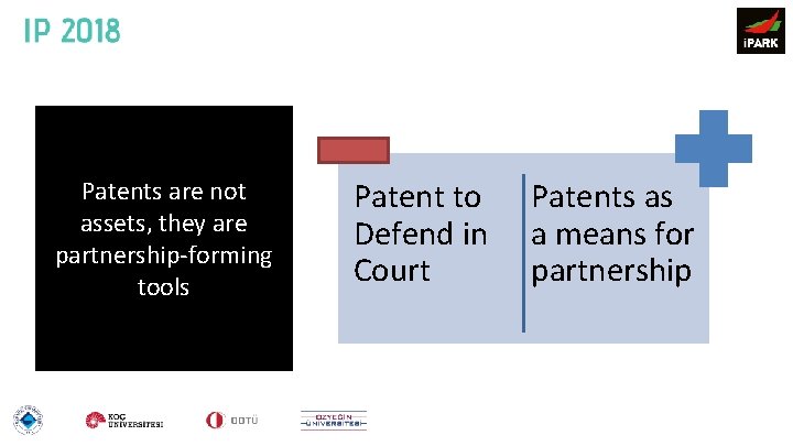 Patents are not assets, they are partnership-forming tools Patent to Defend in Court Patents