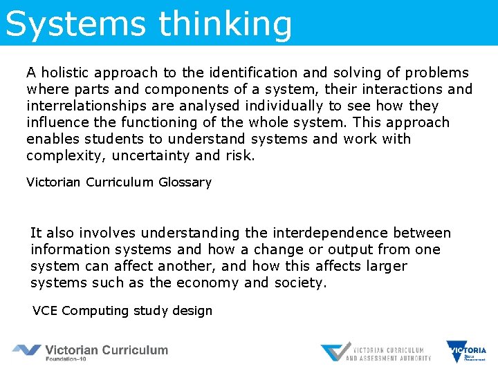 Systems thinking A holistic approach to the identification and solving of problems where parts