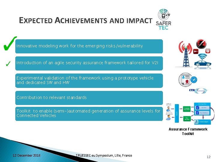 EXPECTED ACHIEVEMENTS AND IMPACT … Innovative modeling work for the emerging risks/vulnerability Introduction of