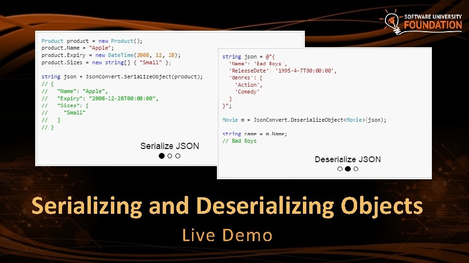 Serializing and Deserializing Objects Live Demo 