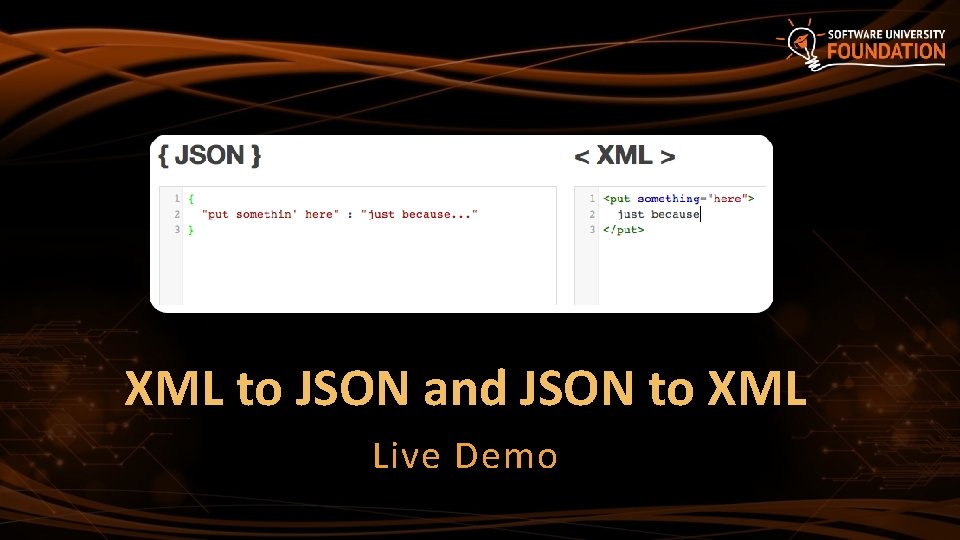 XML to JSON and JSON to XML Live Demo 