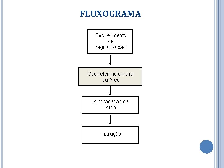FLUXOGRAMA Requerimento de regularização Georreferenciamento da Área Arrecadação da Área Titulação 