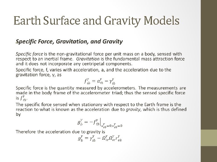 Earth Surface and Gravity Models • 