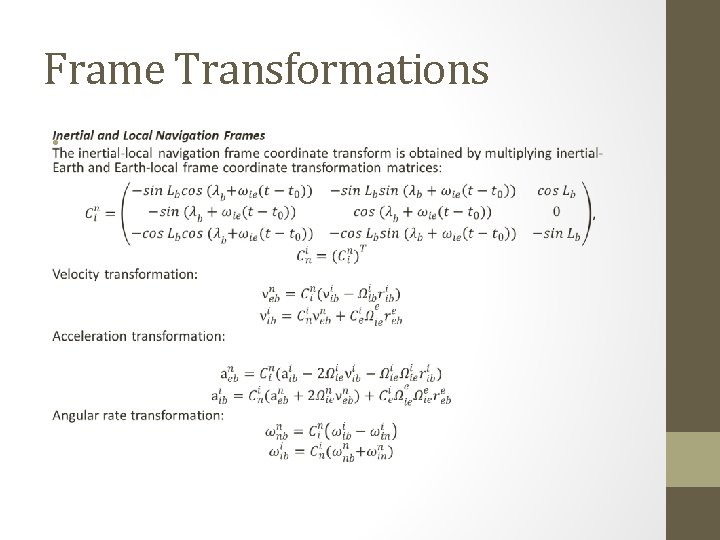 Frame Transformations • 