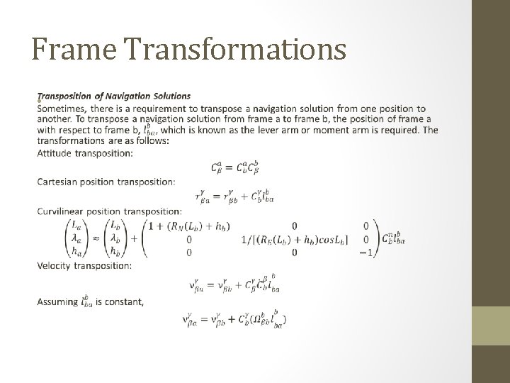Frame Transformations • 