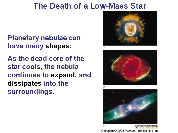 The Death of a Low-Mass Star Planetary nebulae can have many shapes: As the
