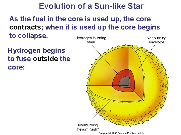 Evolution of a Sun-like Star As the fuel in the core is used up,