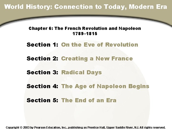 Chapter 6, Section World History: Connection to Today, Modern Era Chapter 6: The French