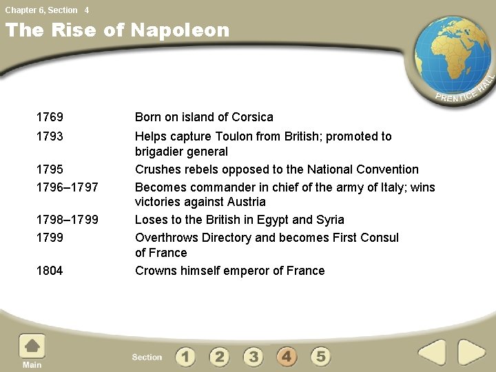 Chapter 6, Section 4 The Rise of Napoleon 1769 Born on island of Corsica