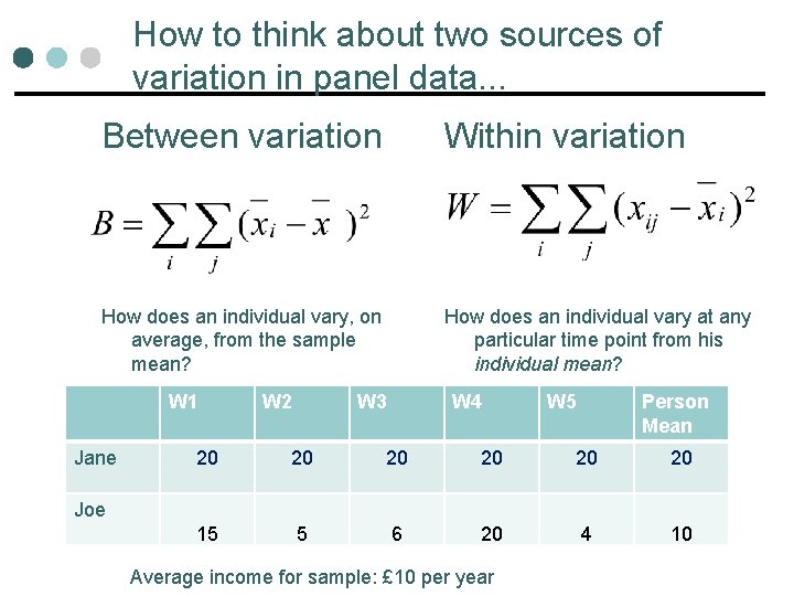 How to think about two sources of variation in panel data. . . Between How to think about two sources of variation in panel data. . . Between