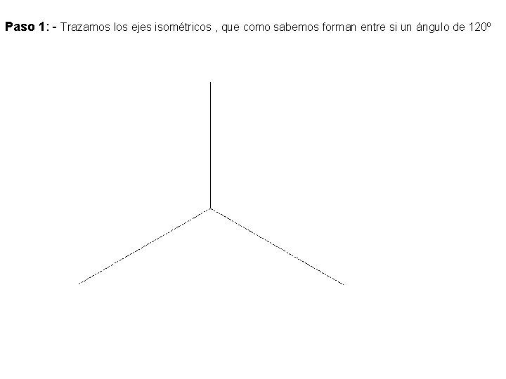 Paso 1: - Trazamos los ejes isométricos , que como sabemos forman entre si Paso 1: - Trazamos los ejes isométricos , que como sabemos forman entre si