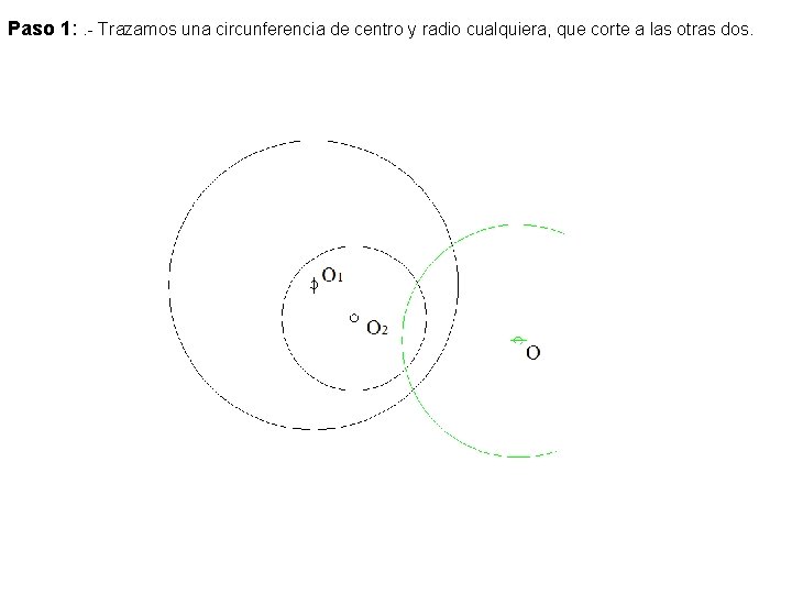 Paso 1: . - Trazamos una circunferencia de centro y radio cualquiera, que corte Paso 1: . - Trazamos una circunferencia de centro y radio cualquiera, que corte