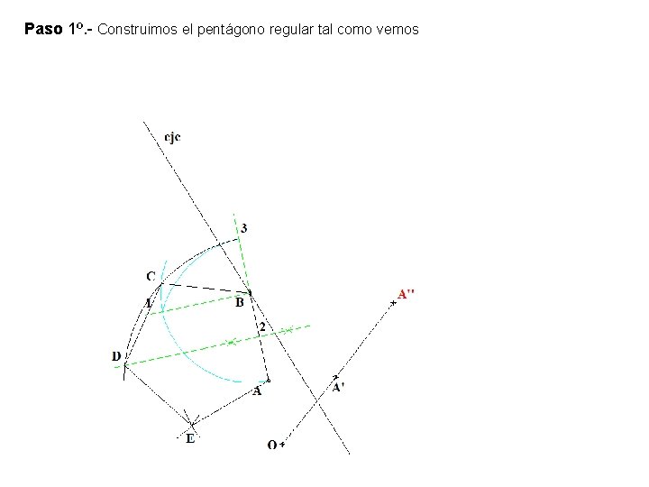 Paso 1º. - Construimos el pentágono regular tal como vemos Paso 1º. - Construimos el pentágono regular tal como vemos
