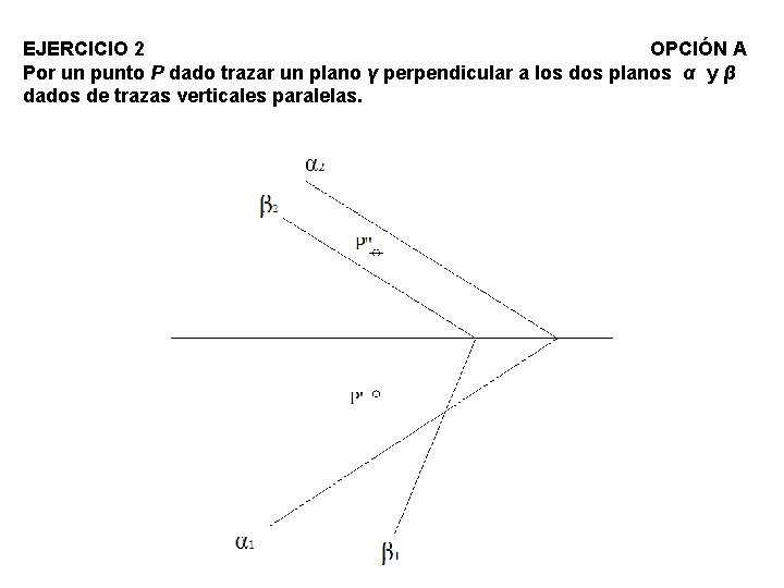 EJERCICIO 2 OPCIÓN A Por un punto P dado trazar un plano γ perpendicular EJERCICIO 2 OPCIÓN A Por un punto P dado trazar un plano γ perpendicular