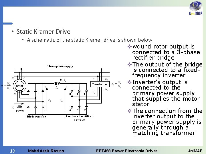  • Static Kramer Drive • A schematic of the static Kramer drive is