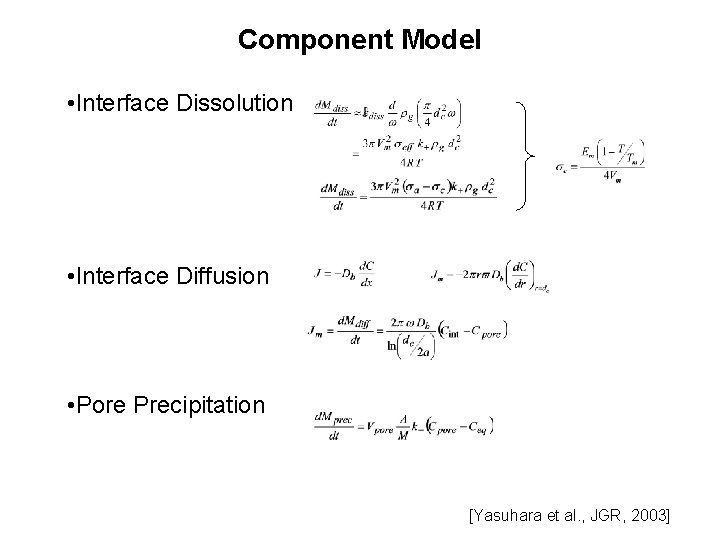 Component Model • Interface Dissolution • Interface Diffusion • Pore Precipitation [Yasuhara et al.