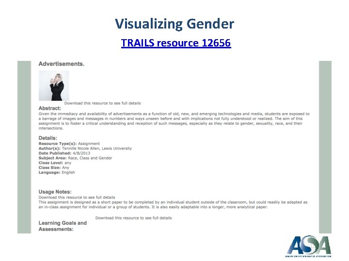 Visualizing Gender TRAILS resource 12656 